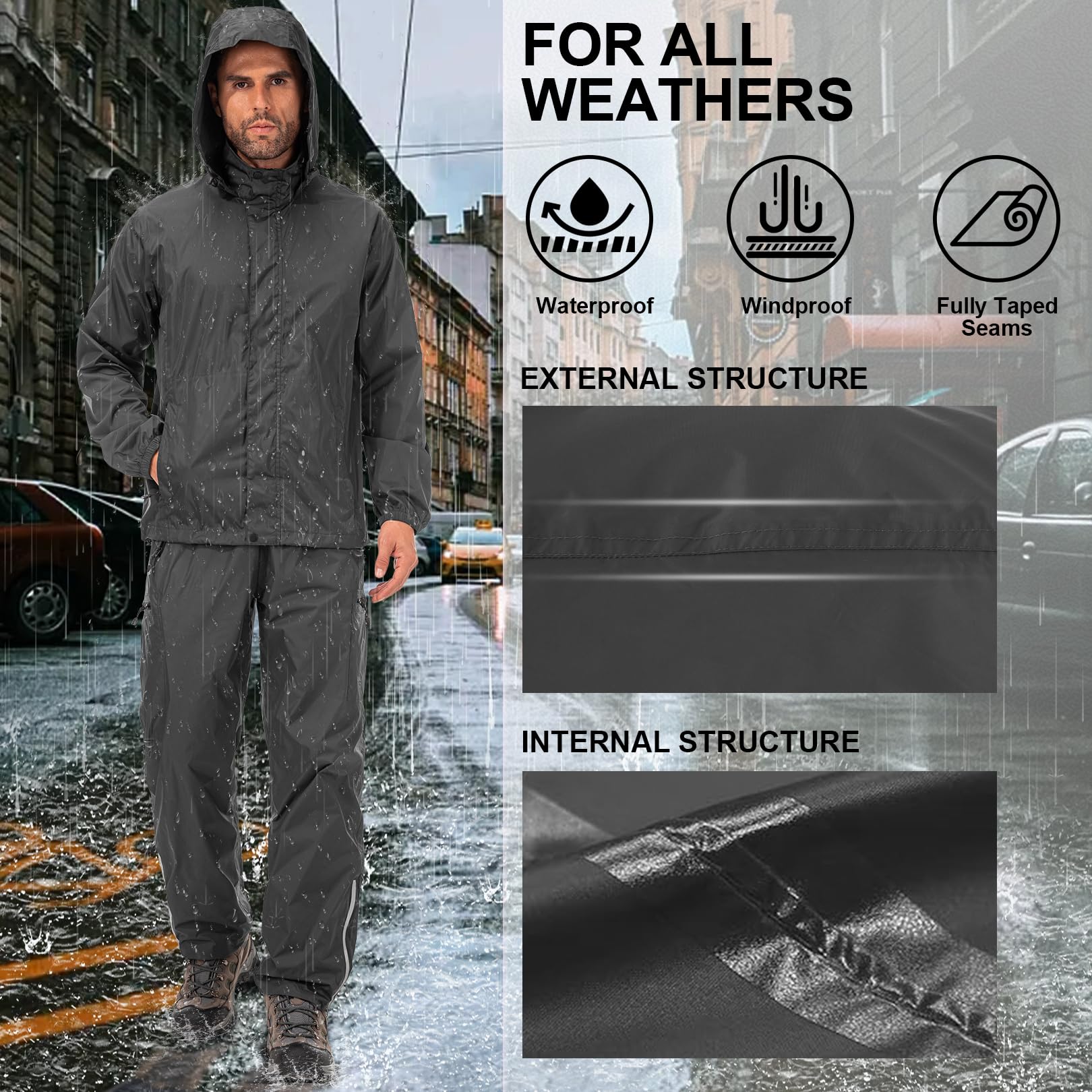 Pantalones de lluvia para hombre, impermeables, resistentes al viento, para senderismo, pesca, golf, motocicleta, ciclismo