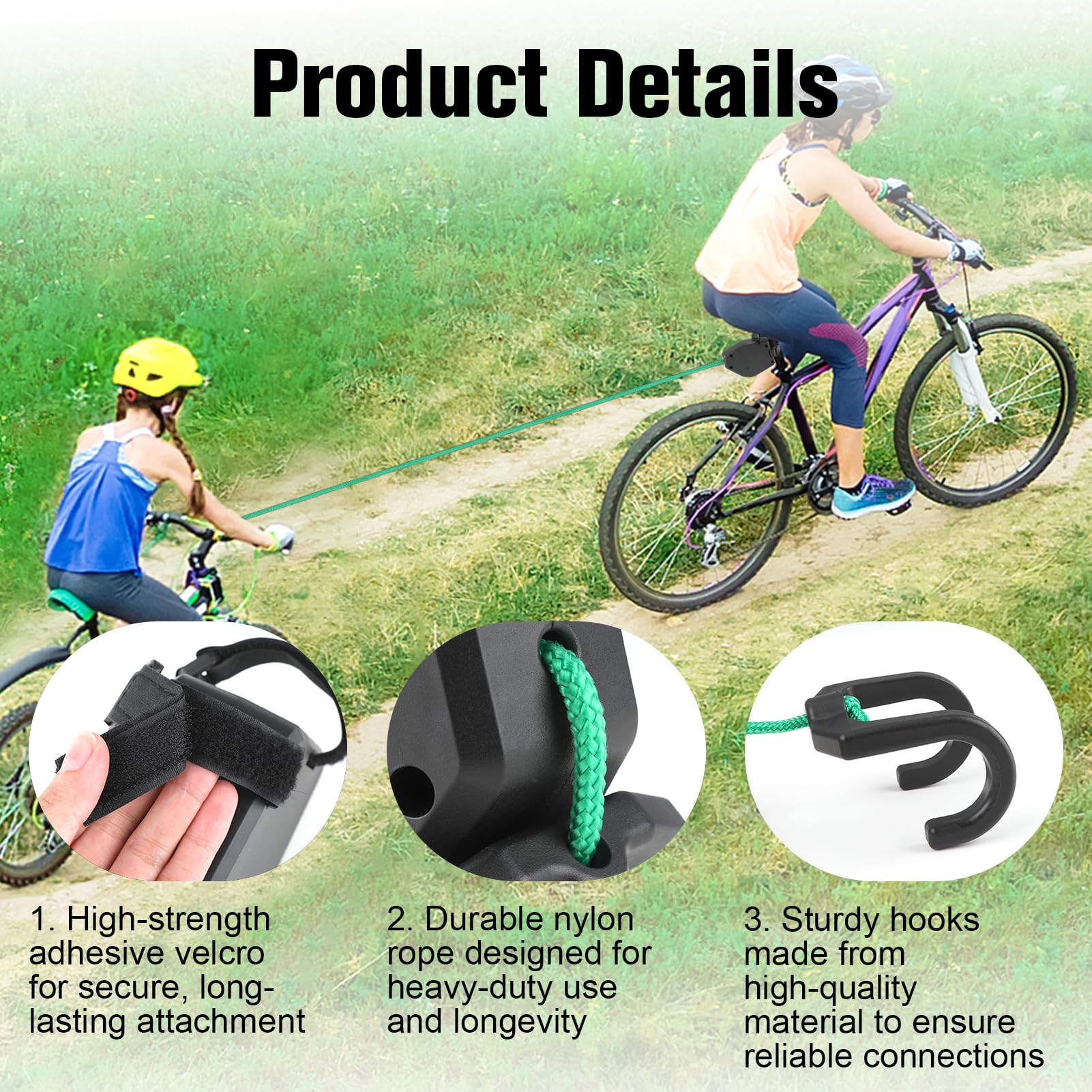Barre de Remorquage Vélo Enfant Rétractable 2,5 m Câble Traction VTT