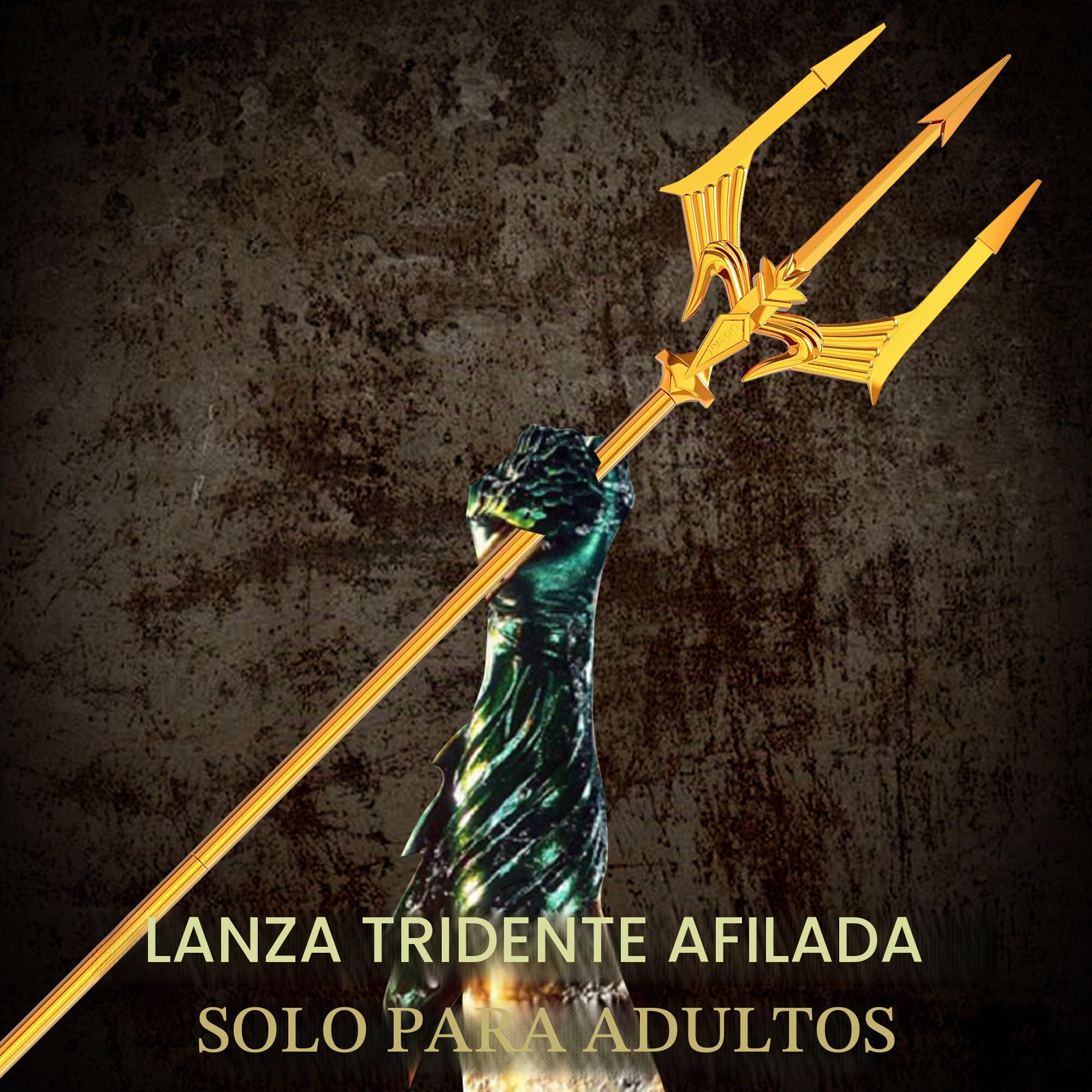 Disfraz de Cosplay de Lanza de Tridente de Metal, Arma de Poseidón de 3 Puntas para Adultos, Mujeres, Hombres, Fiesta de Carnaval de Halloween