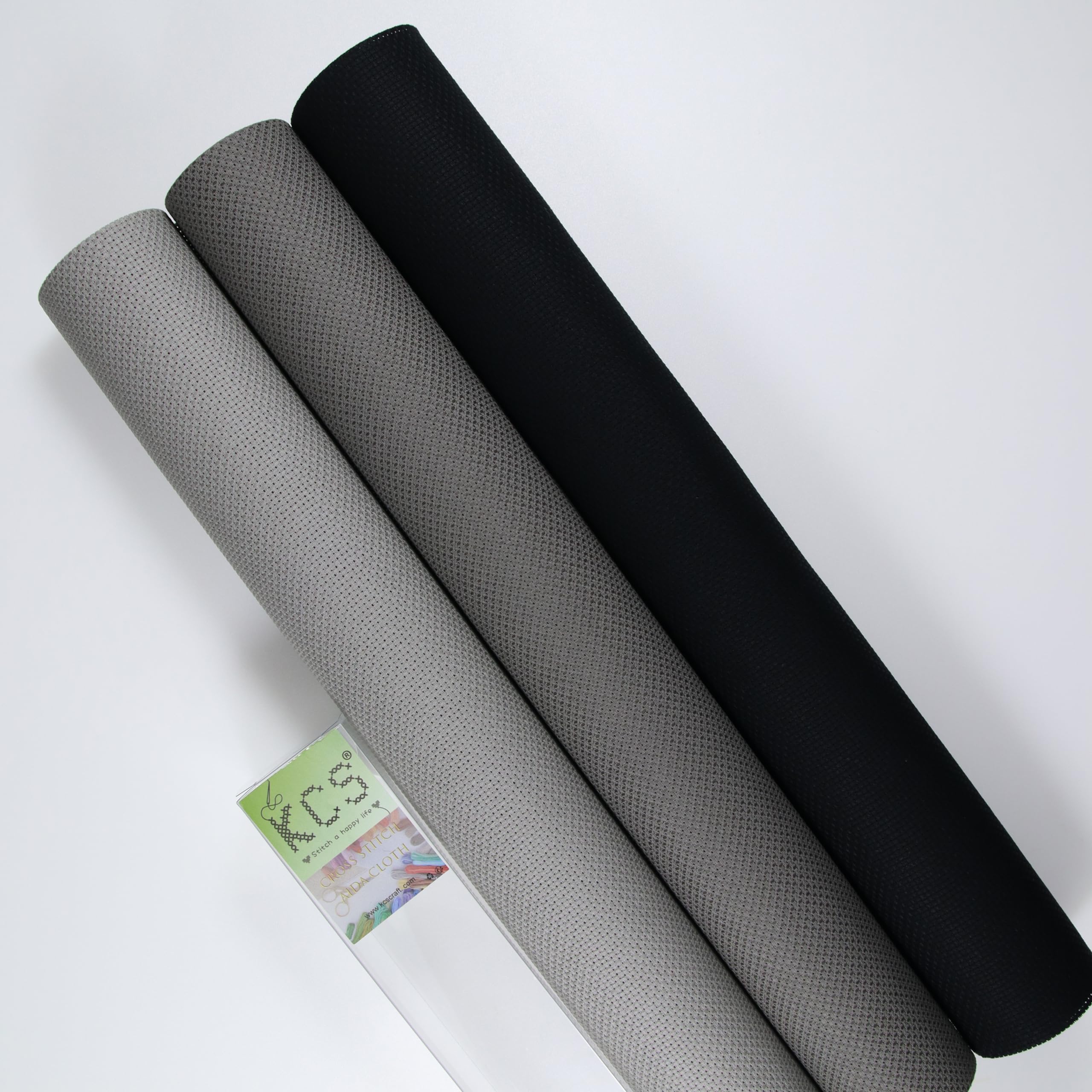 KCS Tela Aida In Cotone 14ct Per Punto Croce: 6 Pezzi Grigio Scuro E Nero 30x45 Cm