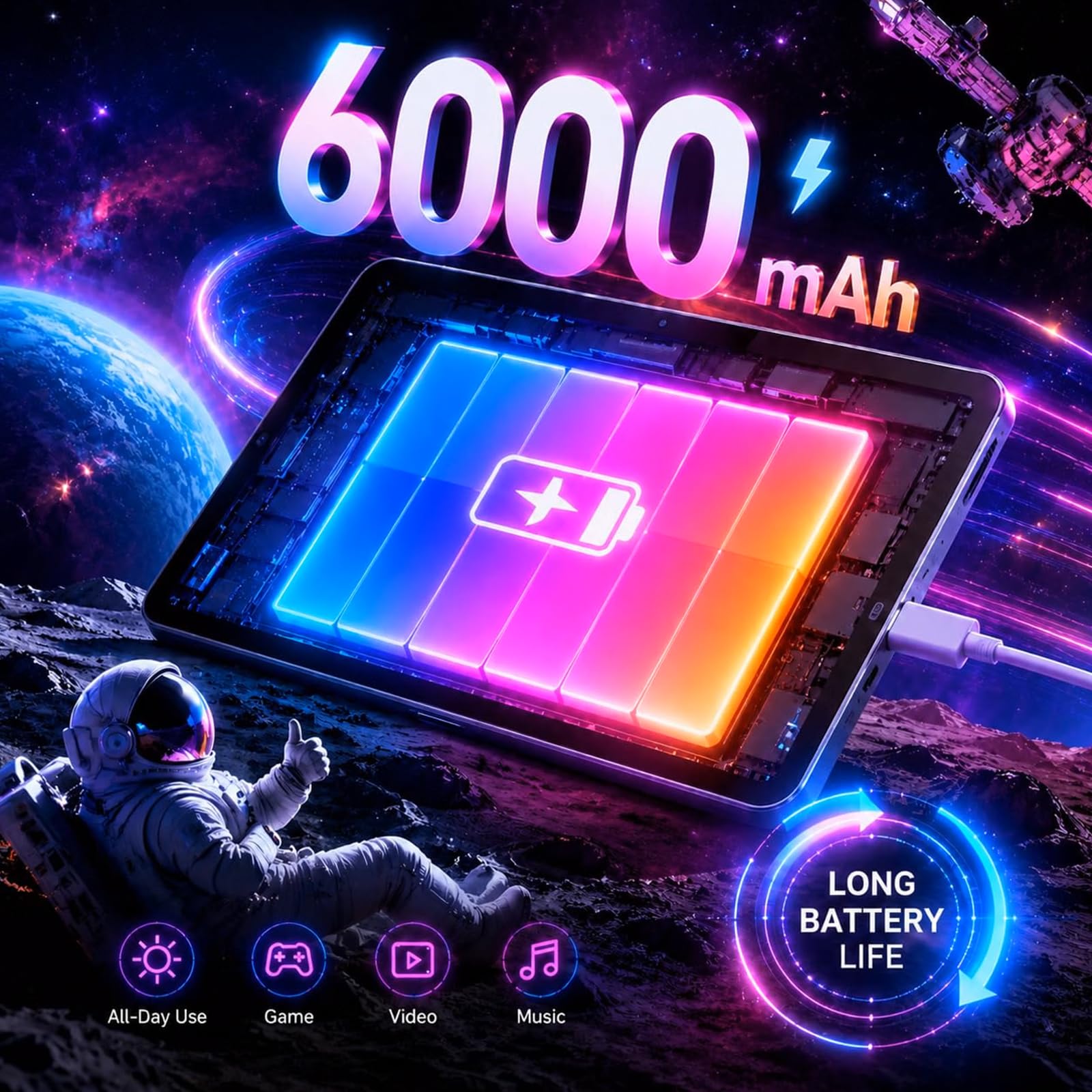 Android 16 Tablet 10,1 Zoll, 24GB RAM, 64GB ROM, WiFi 6, 6000mAh