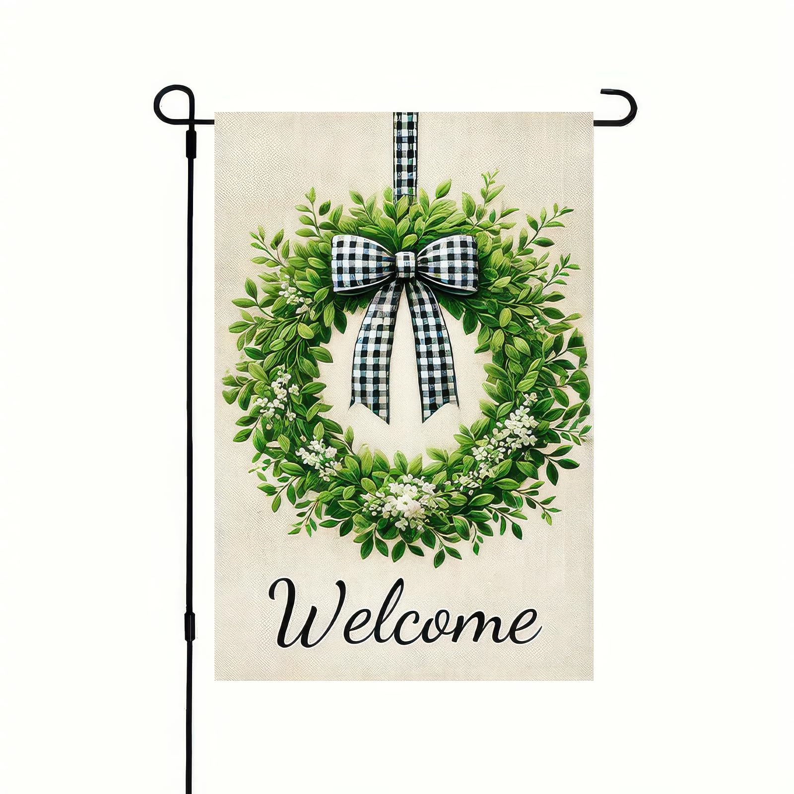 BlissYard Hello Spring Summer Garden Flag Bow Small Wreath Flag 12x18 Vertical Double Sided Yard Farmhouse Outdoor Decoration Farmhouse Holiday Outside Flags Welcome Yard