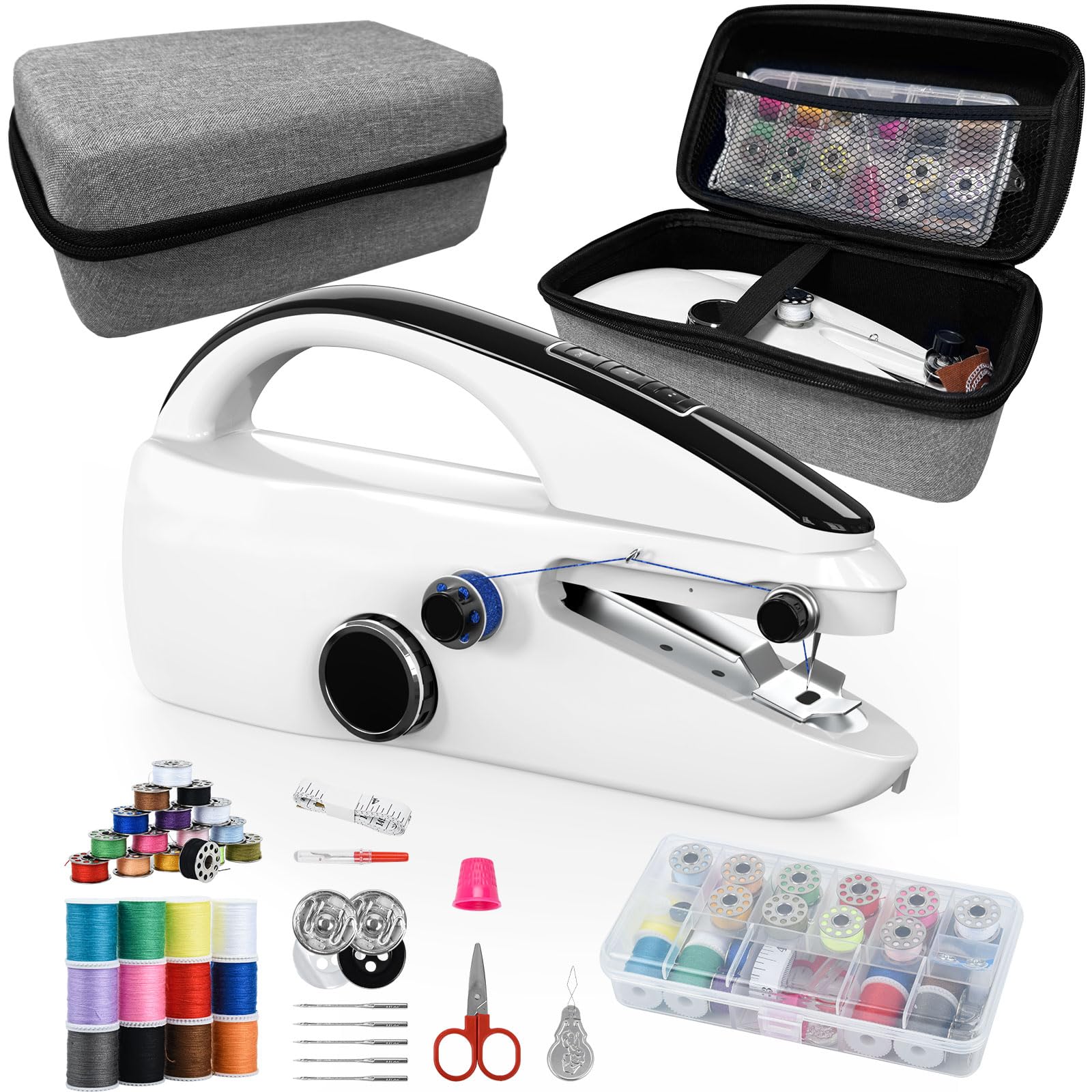 Photo 1 of Portable Hand Sewing Machine,Hand Held Sewing Machine with 20 Practical Accessories,Suitable for Clothes DIY,Sewing Machine for Beginners.