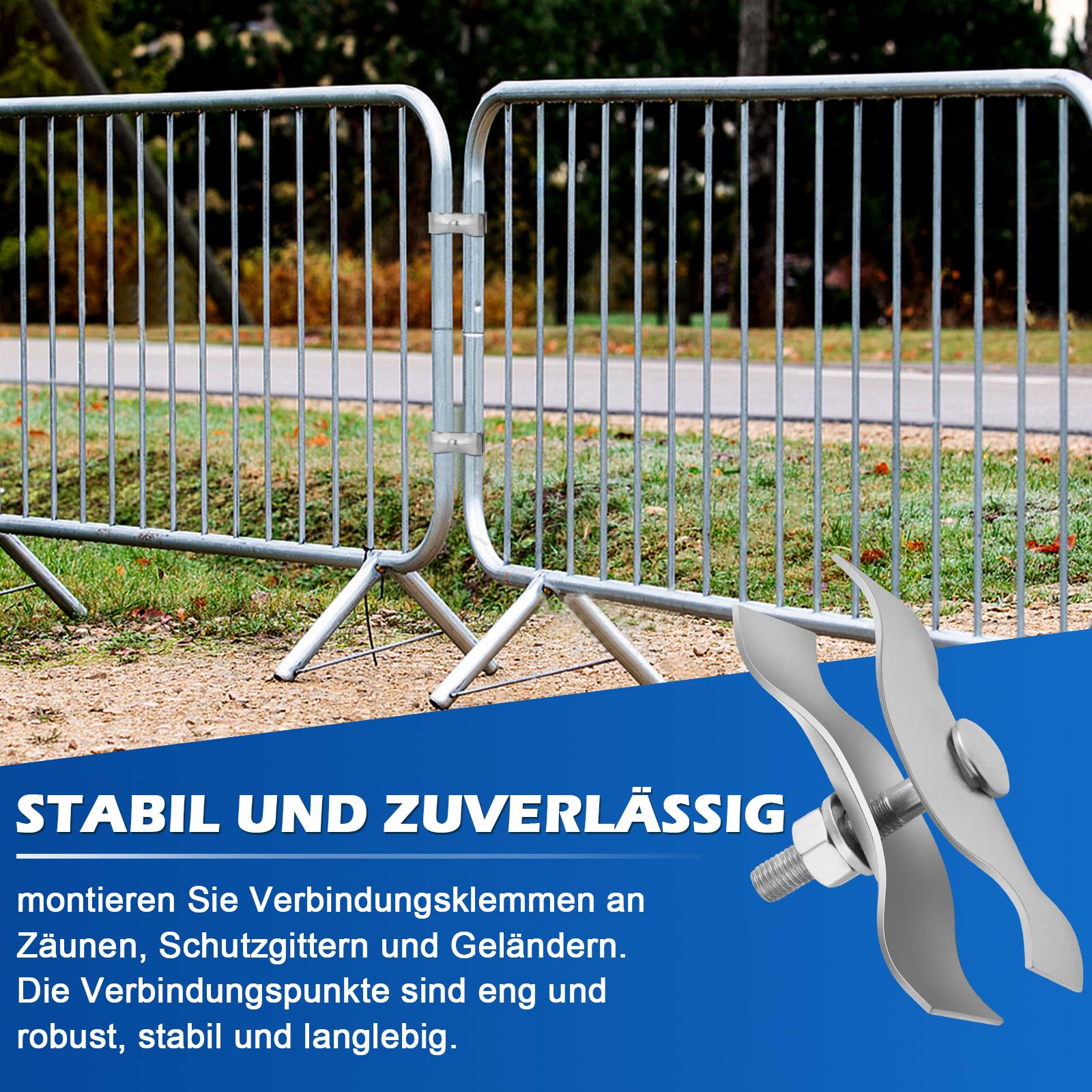 20er Bauzaun Schelle Verbindungschelle | 42 x 42 mm | Mobilzaun Bauzaun | Bauzaunschelle Baustellenzaun Sicherheitsklemme aus Metall für Baustellenzaun Absperrzaun