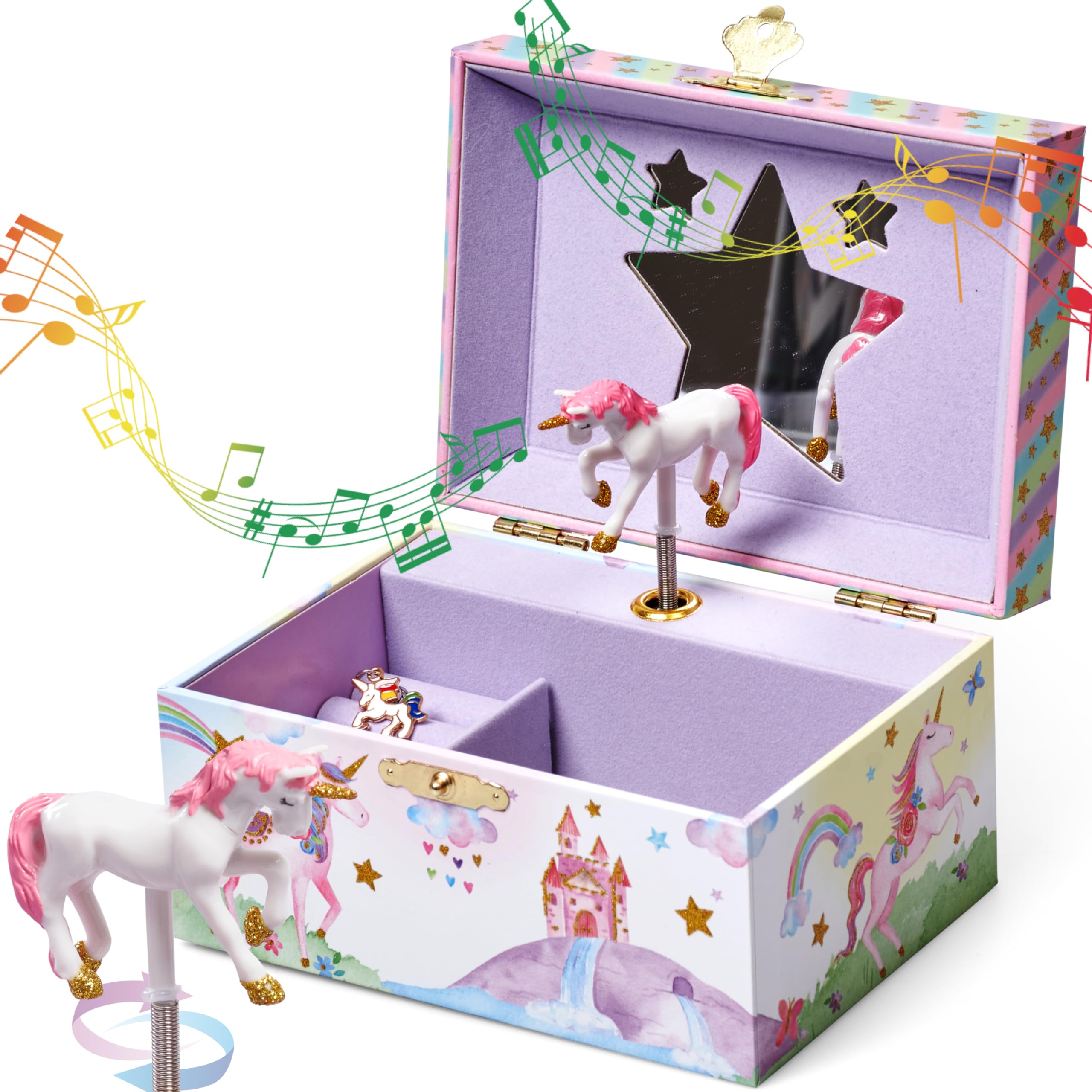 Jewelkeeper Girls Prism Violet Plaid Music Jewellery Box Durable Pine Fiberboard With Purple Lining Kids Jewellery Box The Beautiful Dreamer Melody - Gifts For - Unicorn Jewellery Box