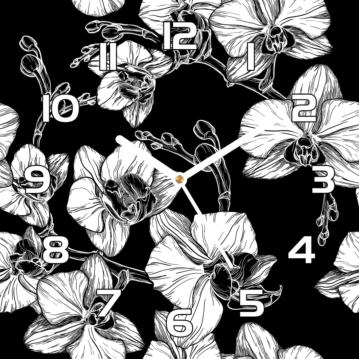 Horloge en verre sécurité haut de gamme orchidée salon 30x30