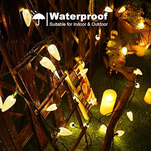 Miniatura 5 de Brizled Luces de Navidad, 33 pies, 50 luces LED facetadas C9 para exteriores, luces de árbol de Navidad conectables, luces de Navidad para