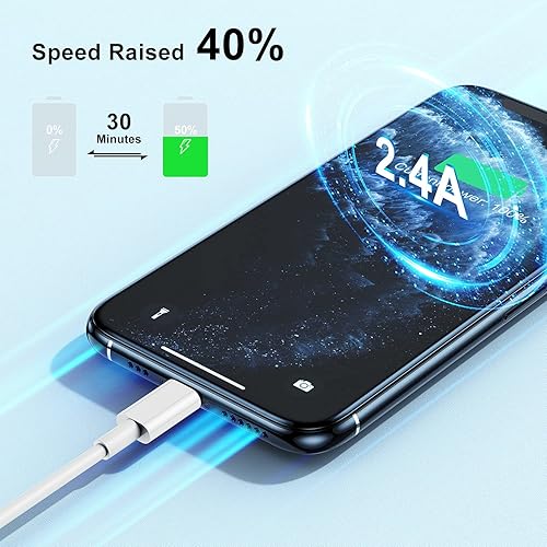 Miniatura 2 de Cargador de iPhone de 10 pies, certificado por Apple, cable de carga largo de Apple, cable Lightning a USB original de 10 pies, cable de carga de