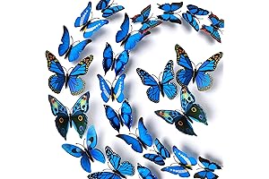 72 PCS Removable 3D DIY Blue Butterfly Wall Decals for Kids