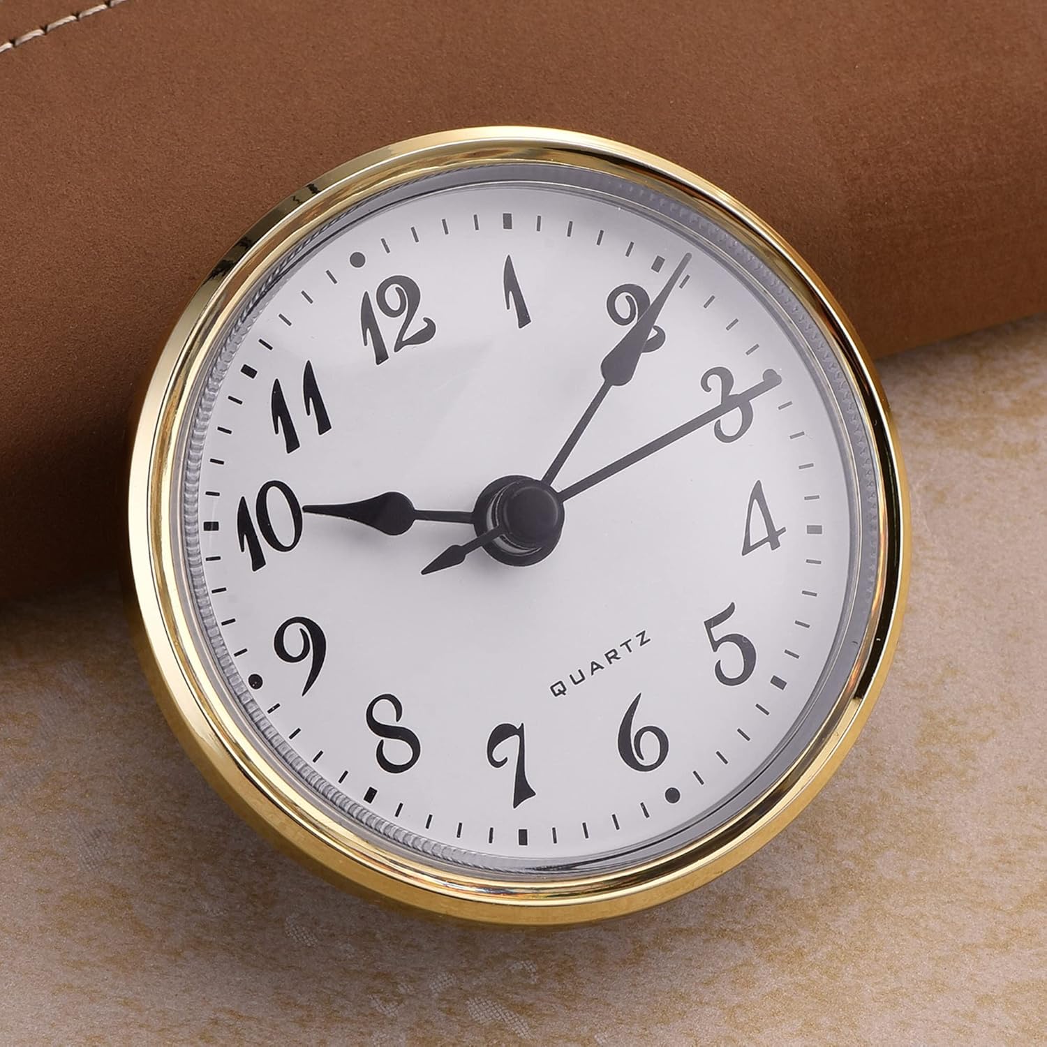 Hicarer 2.8 Inch/ 70 mm Quartz Clock Insert, Gold Trim, Arabic Numeral, Quartz Movement (Gold Trim)