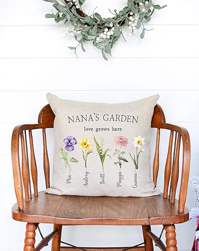 Miniatura 3 de Almohada personalizada con diseño de flores para el mes de nacimiento, vintage para el día de la madre, personaliza nuestro jardín, jardín de la