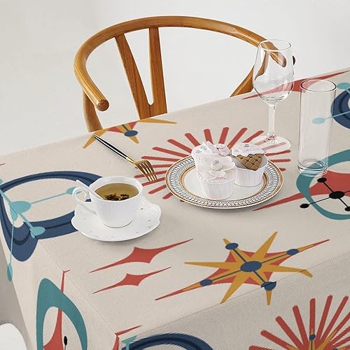 Miniatura 352 de Mantel floral hippie, diseño retro de los años 70, naranja, rosa, azul, floral, bohemio, estampado estético de margaritas, para fiesta, picnic