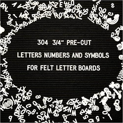 Letras de fieltro solo para tablero de letras 304 letras de plástico blanco precortadas de 34 pulgadas, números y símbolos para tablero de mensajes