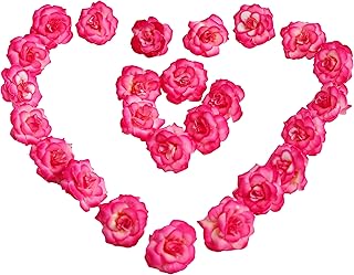Artificial Garland Velvet Rose Flower for Indian Traditional Festival Diwali Decorations Pooja Table Bouquet Making Bedroom Engagement Haldi Wedding The Bride Cloth Home Decor(25 Piece,Size:2")(Red)
