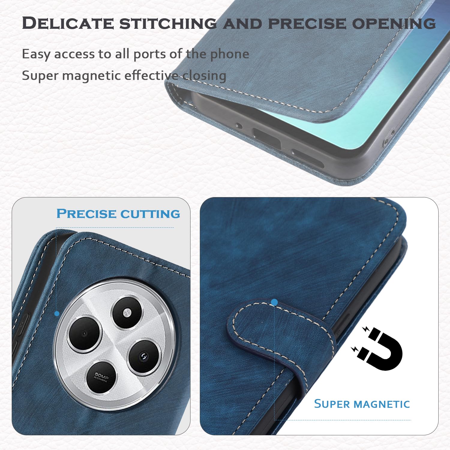 Etui Coque Portefeuille Verre Trempé pour Xiaomi Redmi 14C 13C 12C 10C 10A 10
