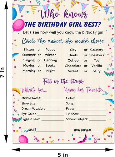 Miniatura 3 de RokAPary Who Knows The Birthday Girl Best Game, ideas temáticas para fiesta de cumpleaños, juego divertido para fiestas de pijamas, juego de 30