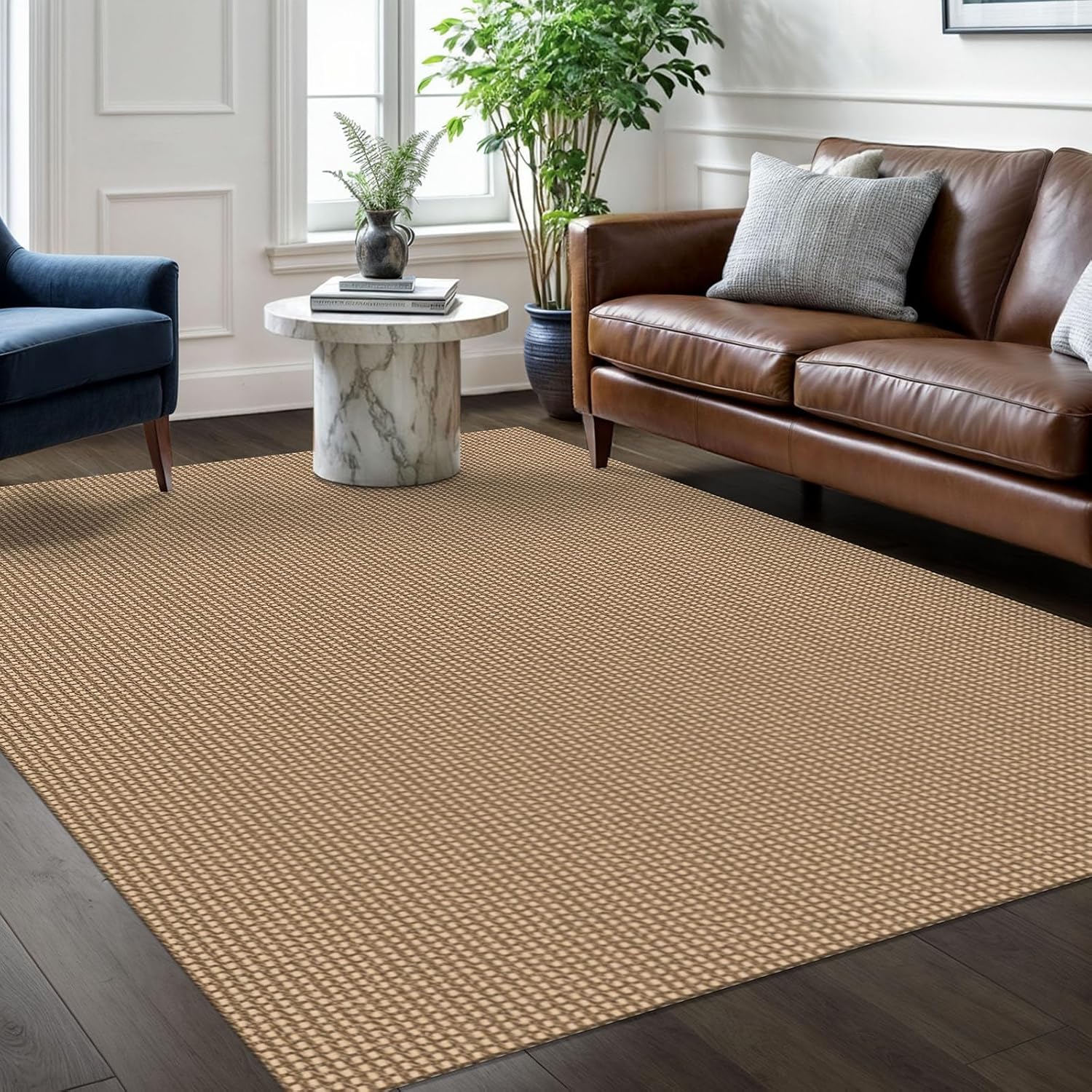 Braided Area Rug 5x7 Ft Washable Rugs for Living Room Non Slip Bedroom Rugs Dining Room Rug Cotton Living Room Woven Floor Carpet for Nursery Playroom, Orange/Tan/Brown