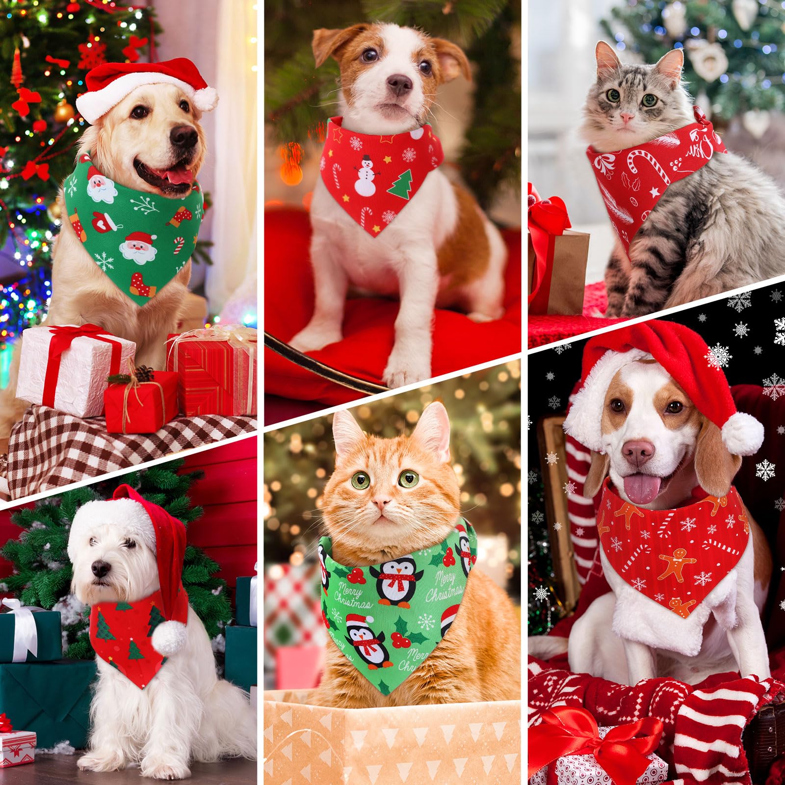 Preboun Weihnachts-Hundehalstücher für Hunde, 200 Stück, Grün und Rot, Hundehalstücher für Weihnachten, Welpen, kleine und große Hunde, Kostümzubehör (klein)