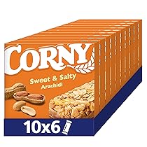 CORNY Original | 60 Barrette ai Cereali con Arachidi, Zero Conservanti, 10 Confezioni da 6 barrette x 25g