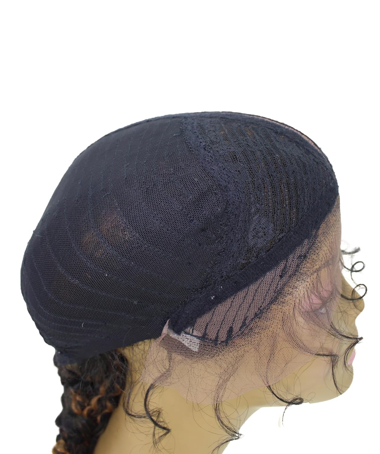 LUXLUXE Renee 27-inches ½Lace+Part French Butterfly Lace Braided Wig, Heat Resistant Fiber,Multiple Color Options BLB-0157 (Natural black and a medium auburn ombre)