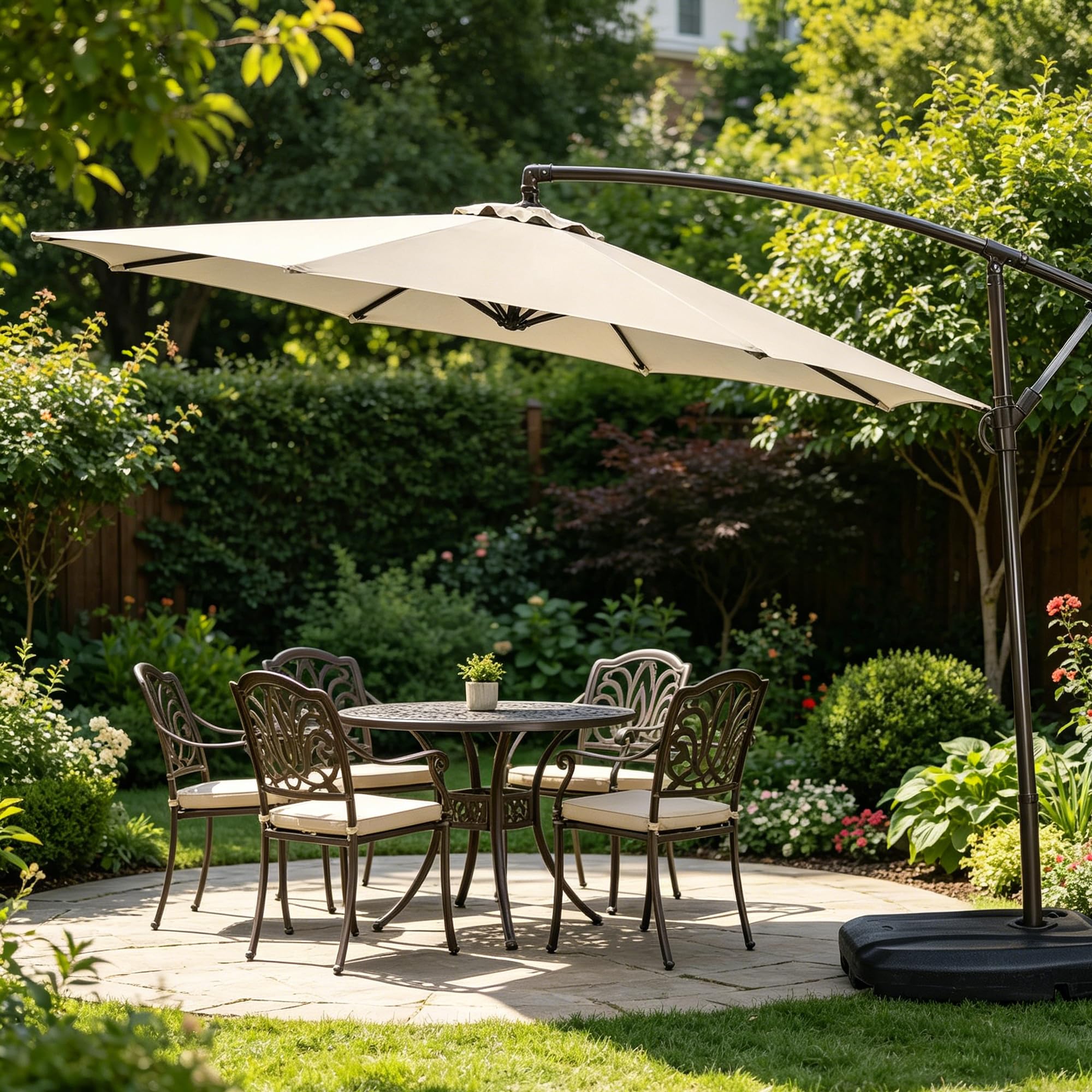 Toile de rechange épaisse et solide pour parasol de terrasse, 3 m, 8 baleines, beige (Cadre de parasol non inclus, auvent seulement)