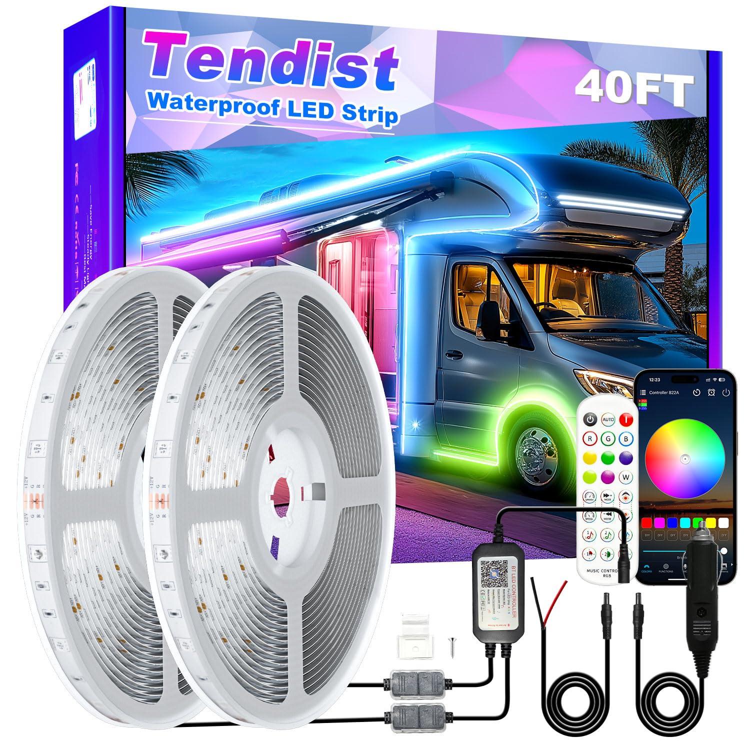Snapklik.com : RV Awning LED Light Strip 40FT, 12V RGB Waterproof ...