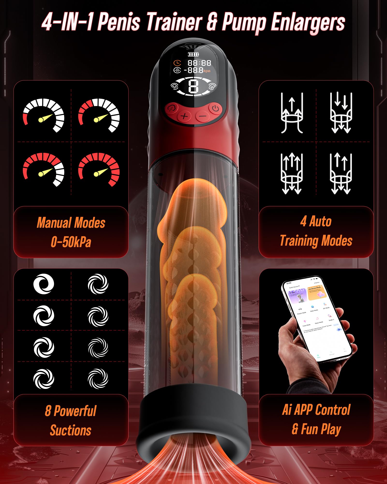 Male Mastusbafor with 5 Sucking Modes Automatic Tight Sleeve Hoodies Male Masterburbatar Hands Free, Pocket Puzzy Silicone Electric DF4419, Black — view 2