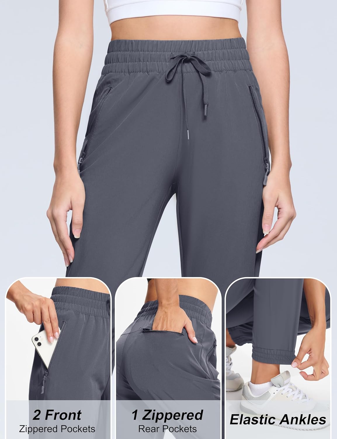 MAGCOMSEN Women's Hiking Pants Lightweight Quick Dry Athletic Running Joggers with Pockets Outdoor Travel Sweatpants