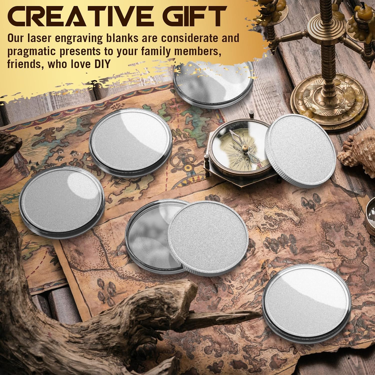 24 Pcs Blank Challenge Coin, Engraving Blanks Coins Threaded Edged 40 mm with Acrylic Protection Box Laser Engravable Pattern for DIY Crafts Commemorative Collection