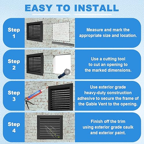 Miniatura 5 de Juego de 2 rejillas de ventilación de aluminio a dos aguas de 12" x 12" con diseño cribado para una refrigeración efectiva del ático y el cobertizo,