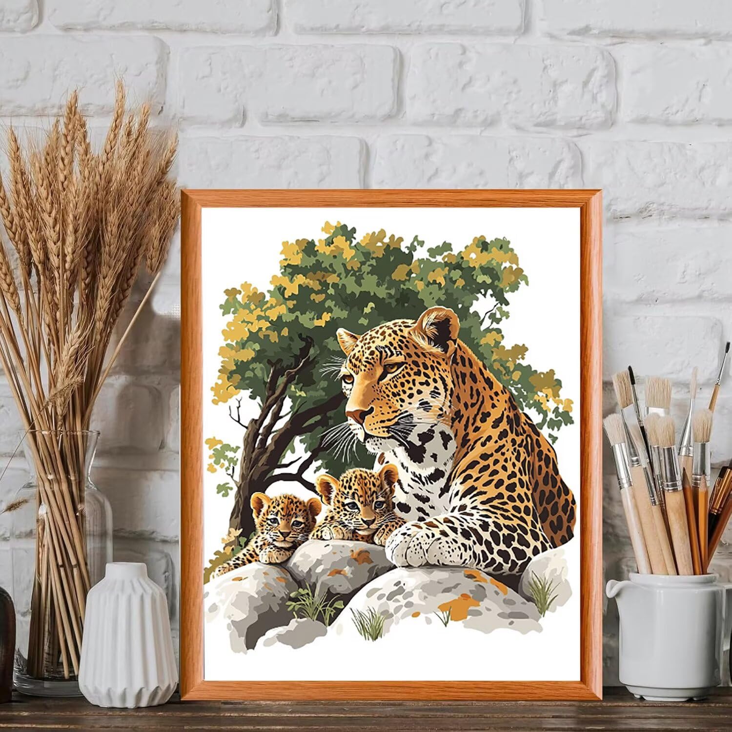 WEISHIWE Dipingere con i Numeri Adulti Leopardo animale, 80x100cm s-167 | Paint by Numbers Kit con Pennelli e Acrilico Pigmento, Fai da te Olio La Pittura di Numeri Kit, Decora la Casa, senza Cornice