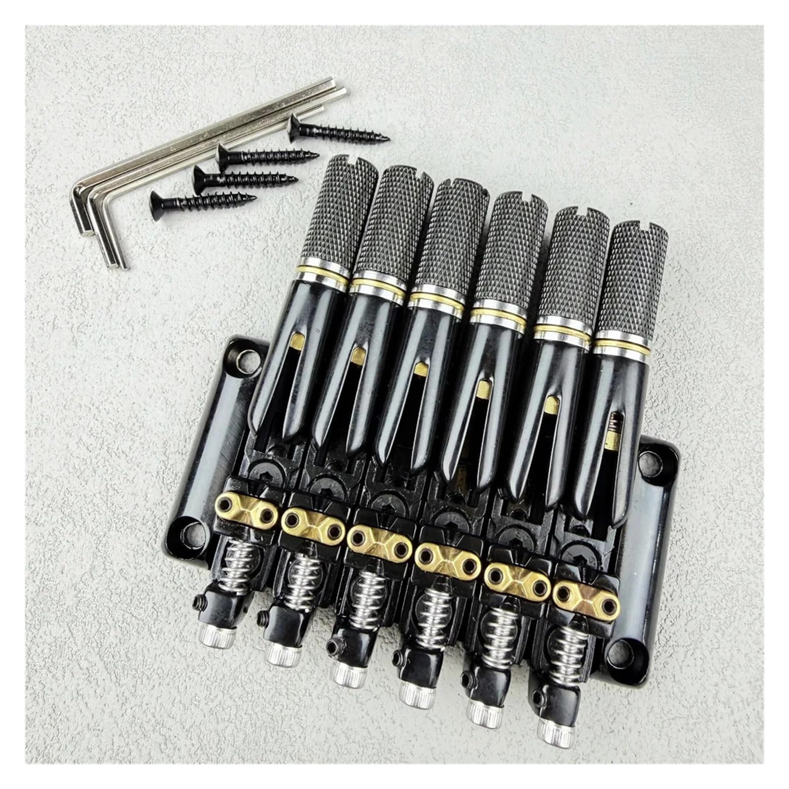 6 Saiten Messing Sattel Headless E-Gitarre Brücke Saitenhalter Schwarz Gitarre Brücke Saitenhalter