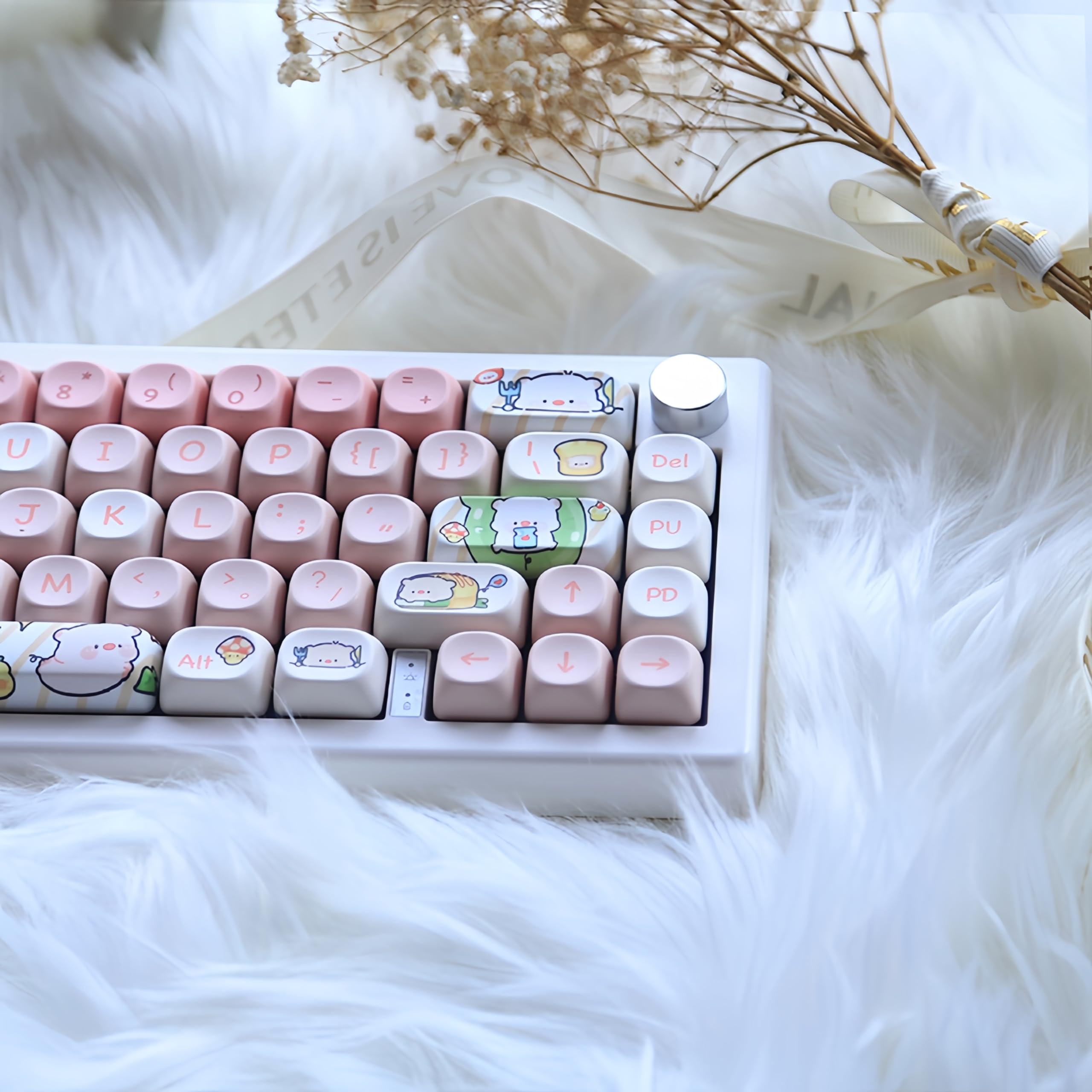 Amazon.co.jp: ZMX かわいいブタキーキャップセット PBT 昇華型 MOA