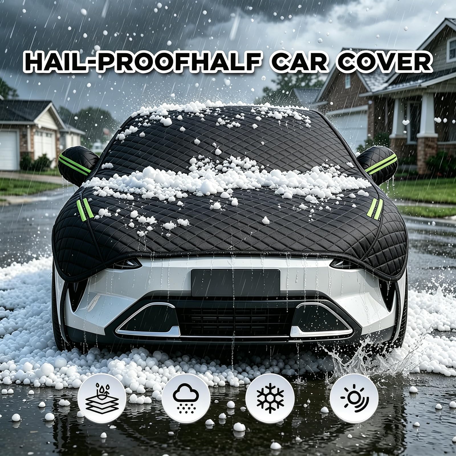 Telo Copriauto Antigrandine per Porsche Macan (2014-2024), Mezza Copertura Auto Imbottito, Impermeabile, Resistente a Neve, Pioggia, Polvere, Anti-UV Esterno Protettiva hlc1