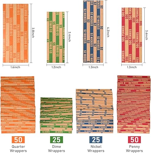 Miniatura 3 de L LIKED Paquete de 150 envoltorios de monedas planos a rayas (150 surtidos)