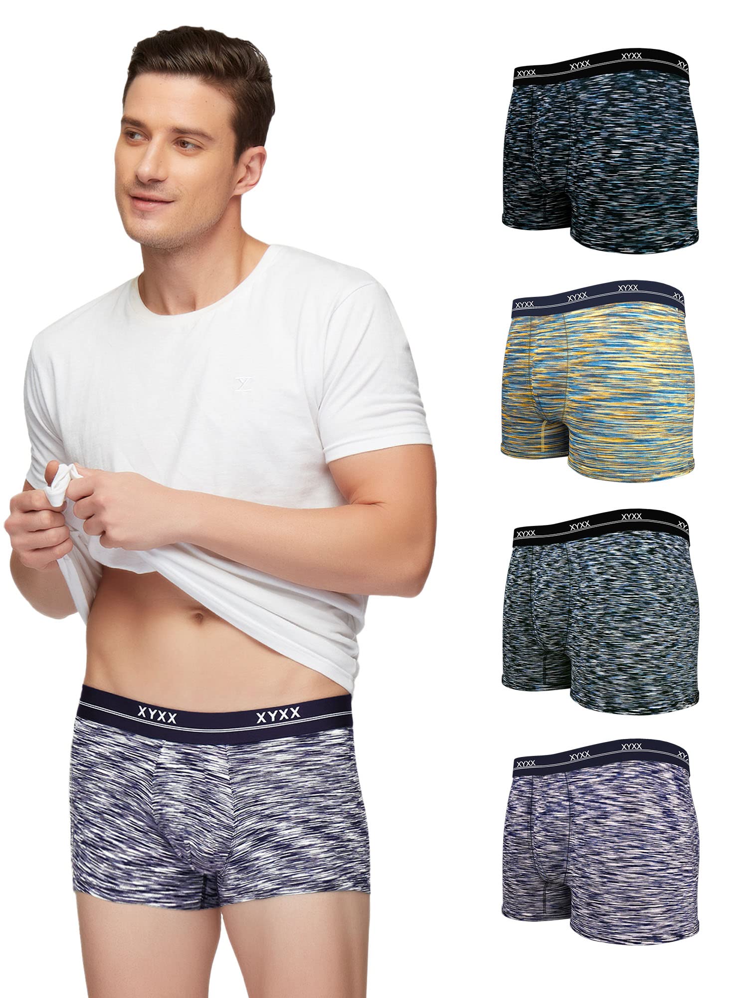 xyxx Men's Artisto Micromodal Regular Fit Printed Antimicrobial Trunks with No Marks Waistband (Pack of 5)-picture-23