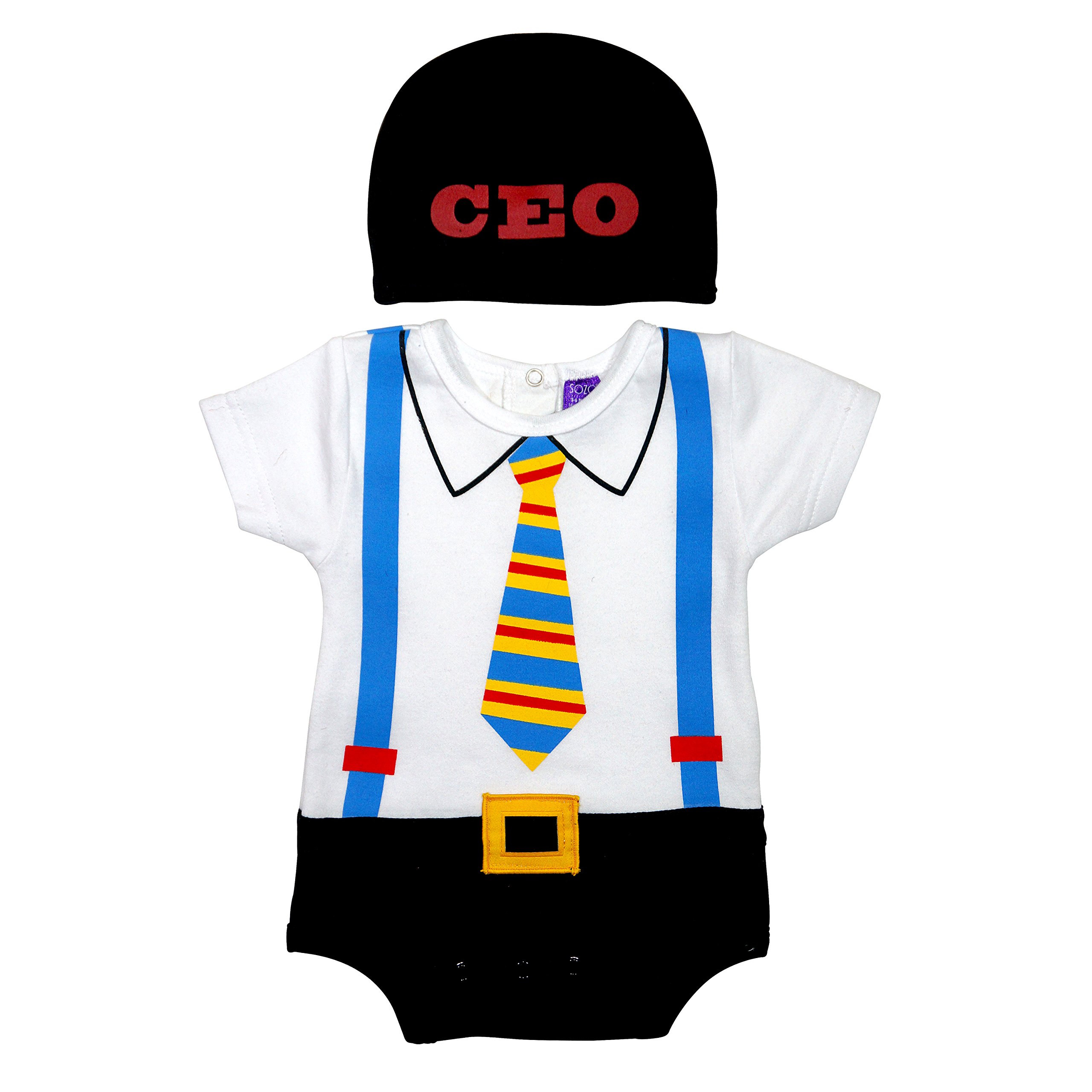 Sozo Baby-Boys Newborn CEO Bodysuit and Cap Set