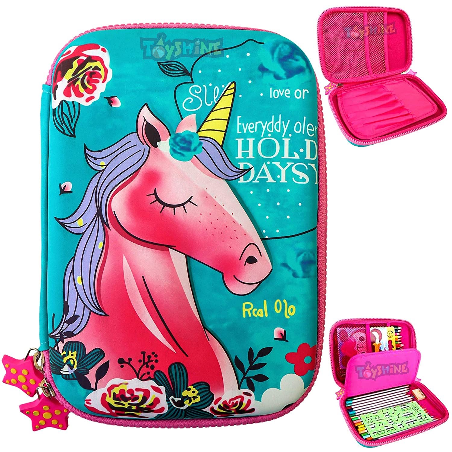 Toyshine Unicorn Hardtop Ethylene Vinyl Acetate (EVA) Pencil Pouch Case With Compartments Stationery Box For Kids (Large Capacity, Multicolour) (B08VGPK5YB) Amazon Price History, Amazon Price Tracker