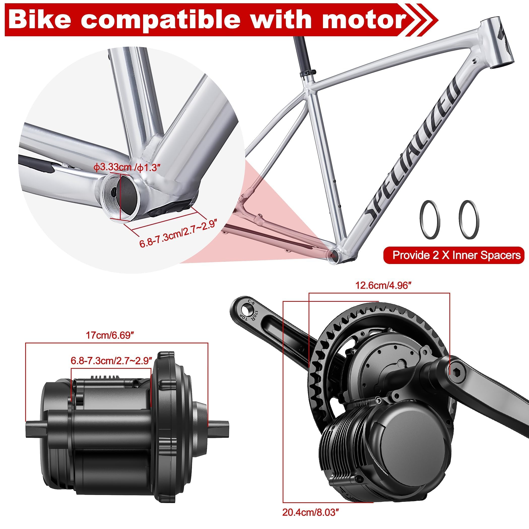 Amazon.com : TONGSHENG TSDZ-8 750W Mid-Drive Ebike Conversion Kit