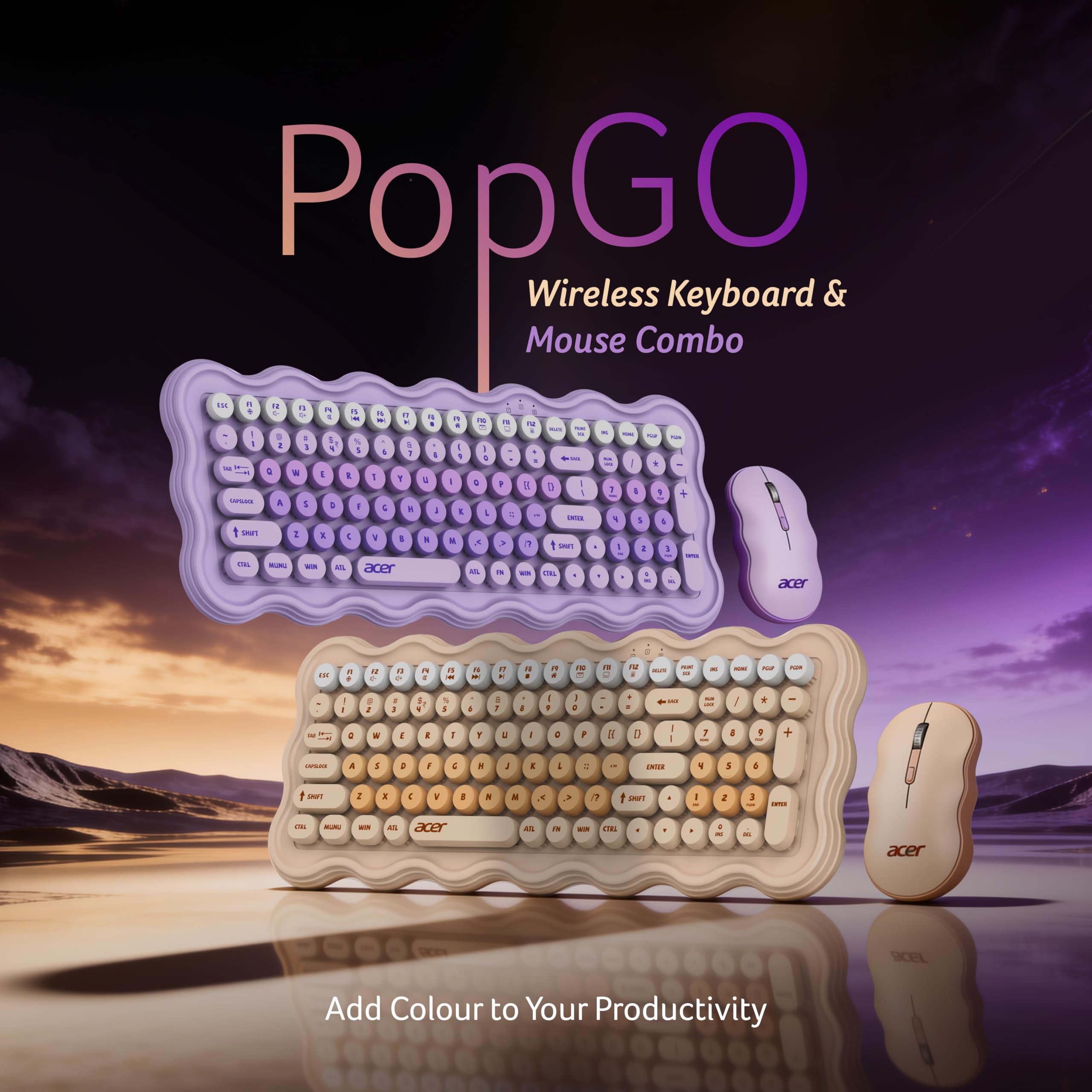 Acer PopGo Wireless Keyboard and Mouse Combo | 2.4GHz Wireless USB Receiver | Retro Round Keycaps Keyboard | 1200 DPI Optical Mouse | Plug & Play | Power Saving Design for PC, Laptop, Desktop | Purple — Amazon image 9