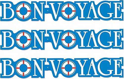 Beistle Bon Voyage Streamers de 3 piezas, 6 x 37 pulgadas, azulblancorojo