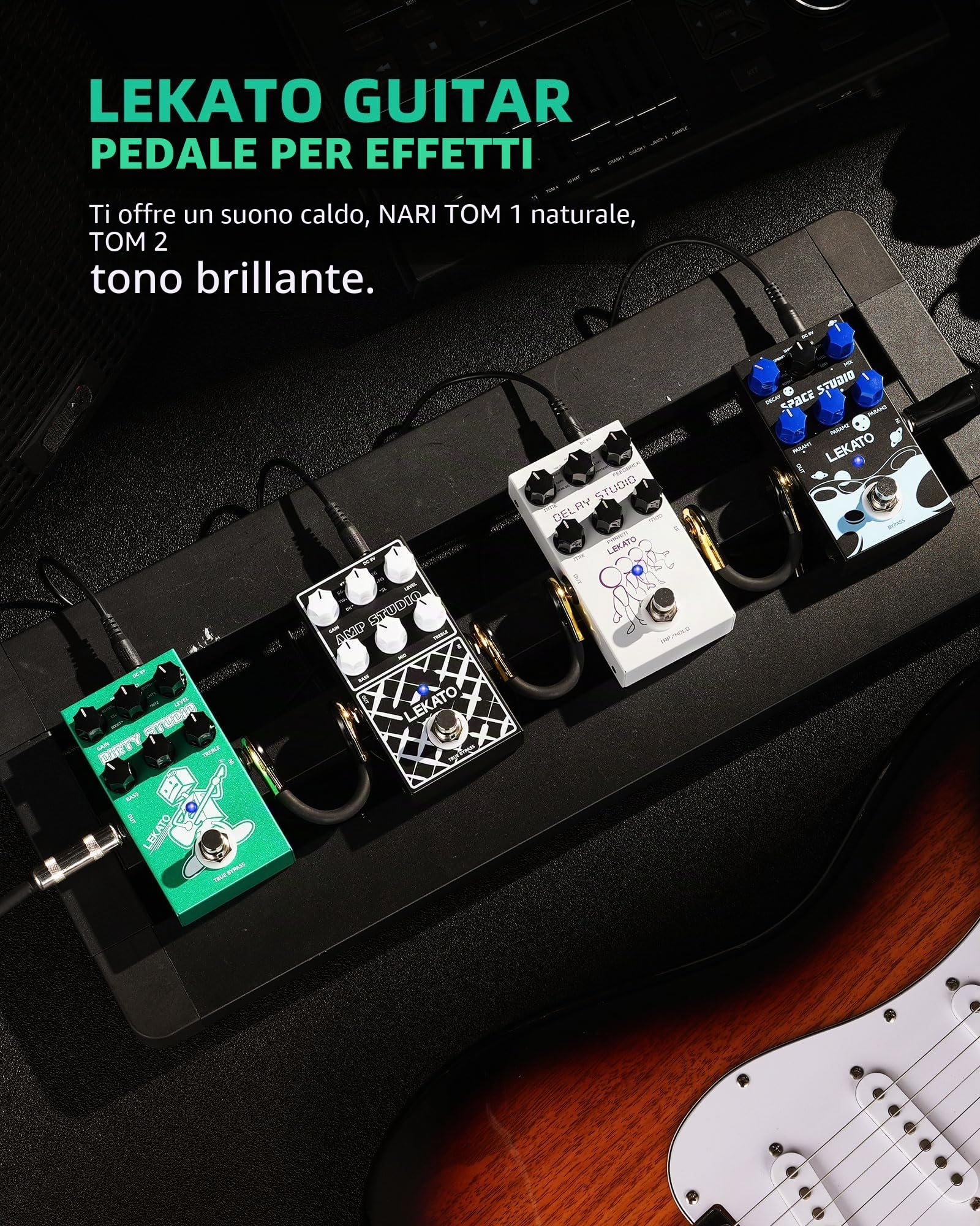 Pedale Distorsione Overdrive LEKATO Da Boost a Dist, Pedale effetto overdrive per chitarra con equalizzatore a 3 bande per chitarra elettrica