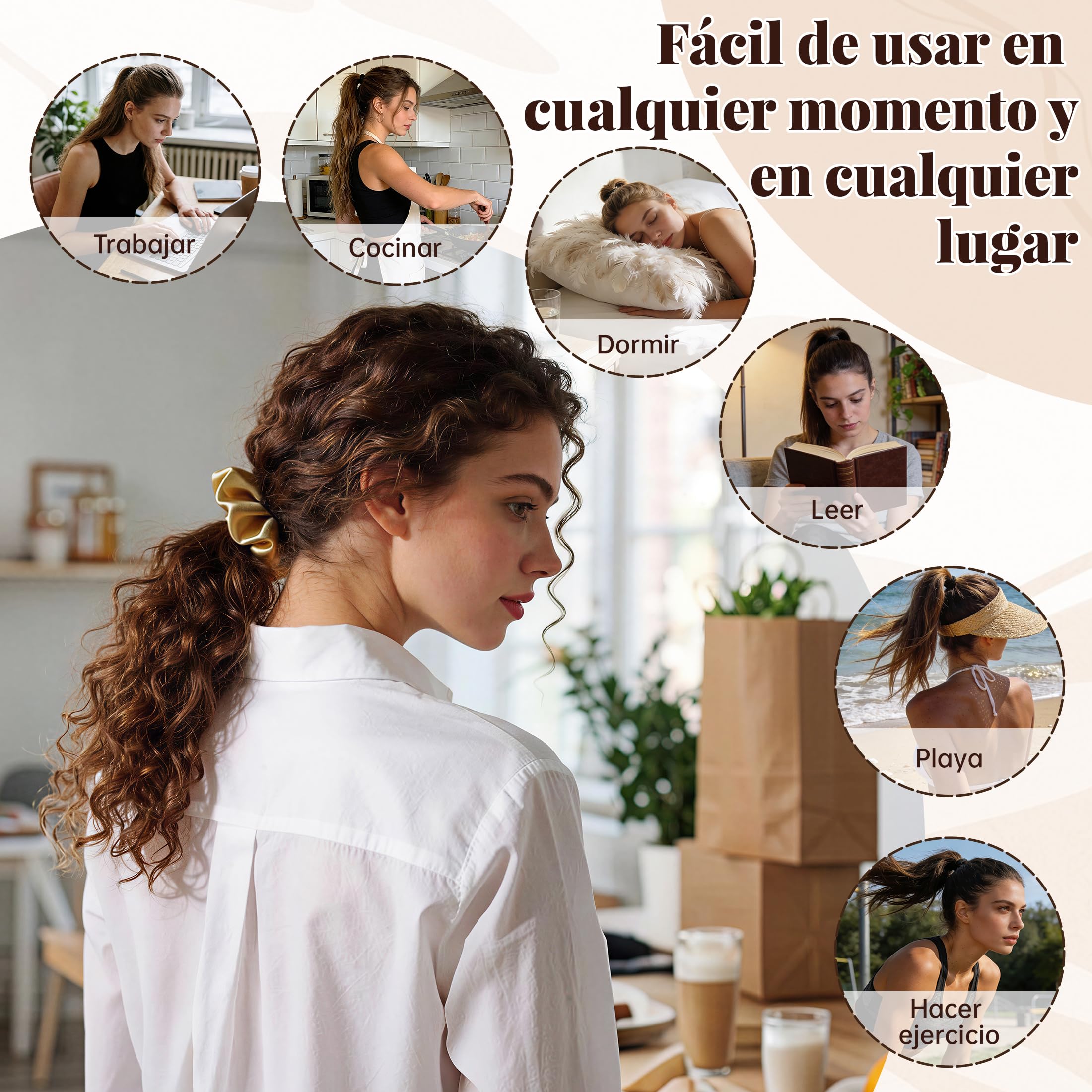 12 Piezas Coleteros Pelo Mujer, Coletero Seda de Satén para Mujeres y Niñas, Scrunchies Gasa Elásticos para Cabello Rizado y Liso, Gomas de Pelo Suave y Durables (6 colores, 9 cm)