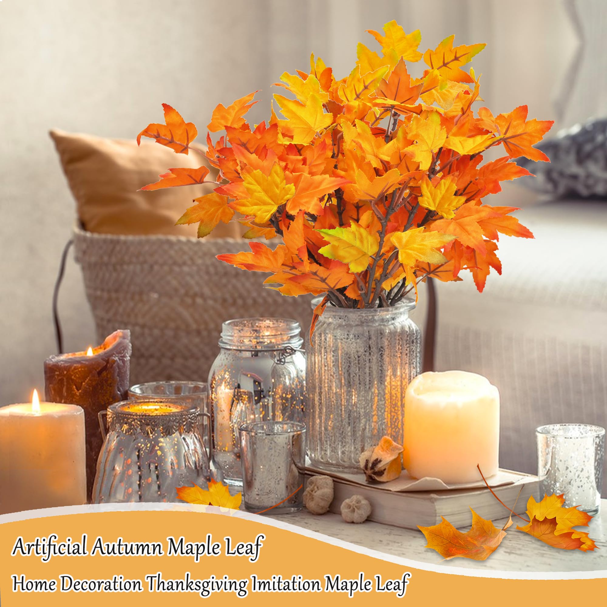 Feuilles D'érable Artificielles ROLLWAY - Lot De 200 Pièces Multicolores Pour Décoration D'automne (8 Cm)