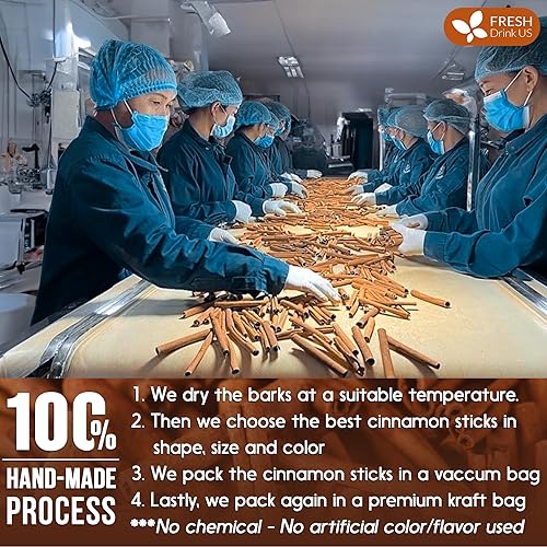 Miniatura 7 de FreshDrinkUS, Más de 75 palitos secos de canela, palitos enteros, corteza interior de canela 100% natural y pura, sabor a especias crudas y aroma