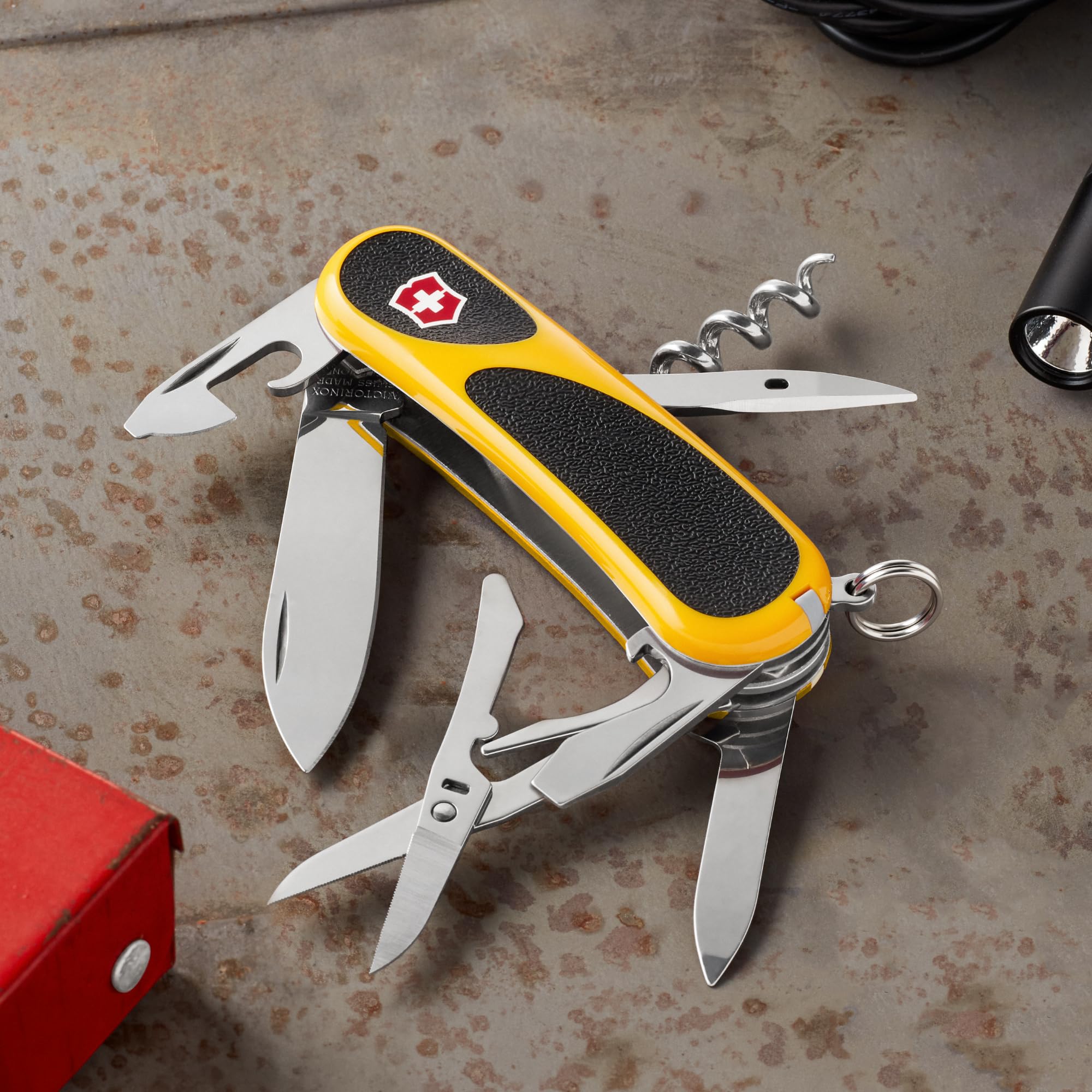 Coltellino svizzero Victorinox Evolution 14 Grip, 14 funzioni, Giallo/Nero