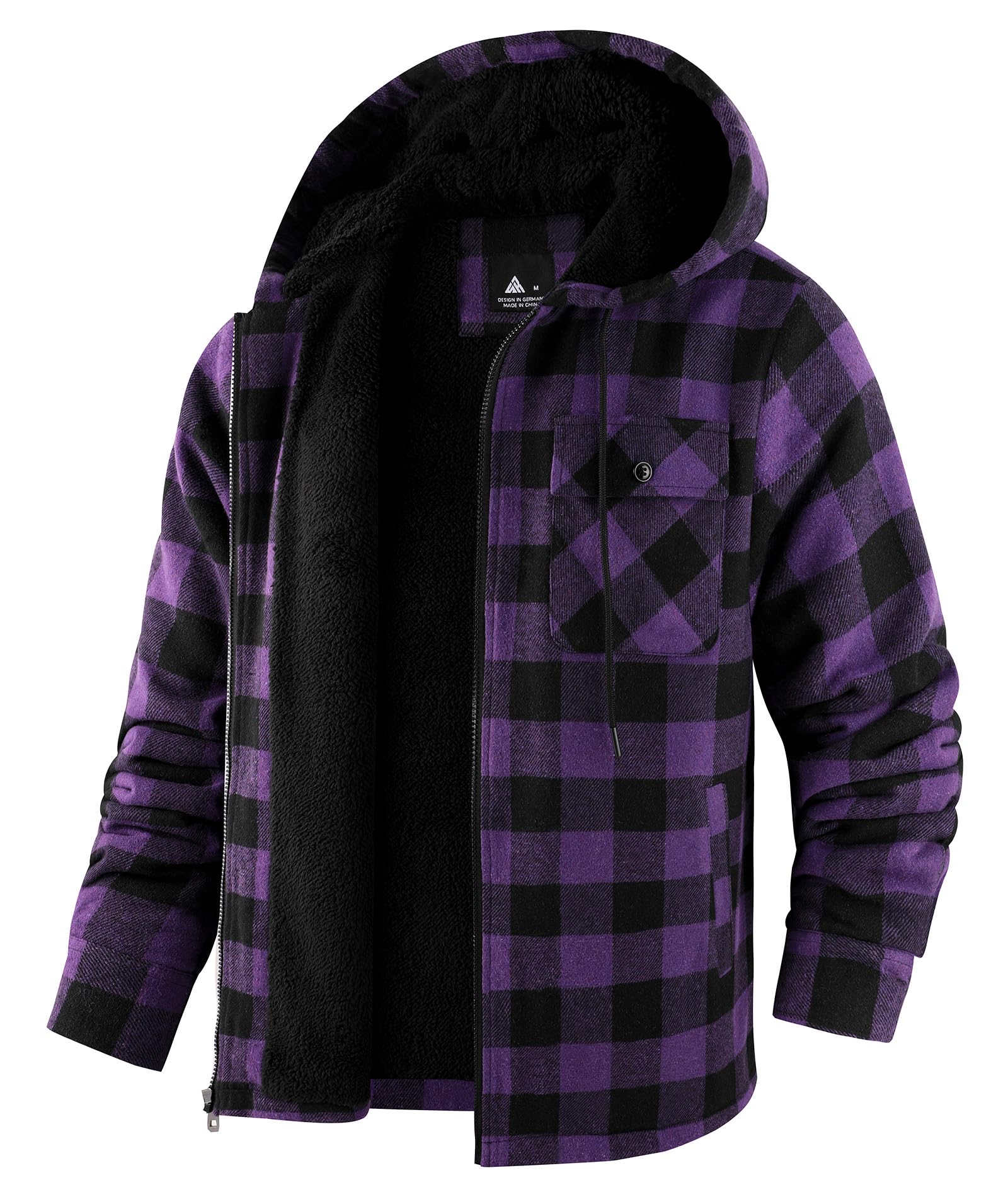 SwissWell Hemdjacke Herren Verdicken Karierts mit Reißverschluss Flanelljacke Plüschfutter Freizeit Gefüttert Kapuzenpullover Männer Winter Hemd Fleece Hoodie Winterjacke mit Taschen