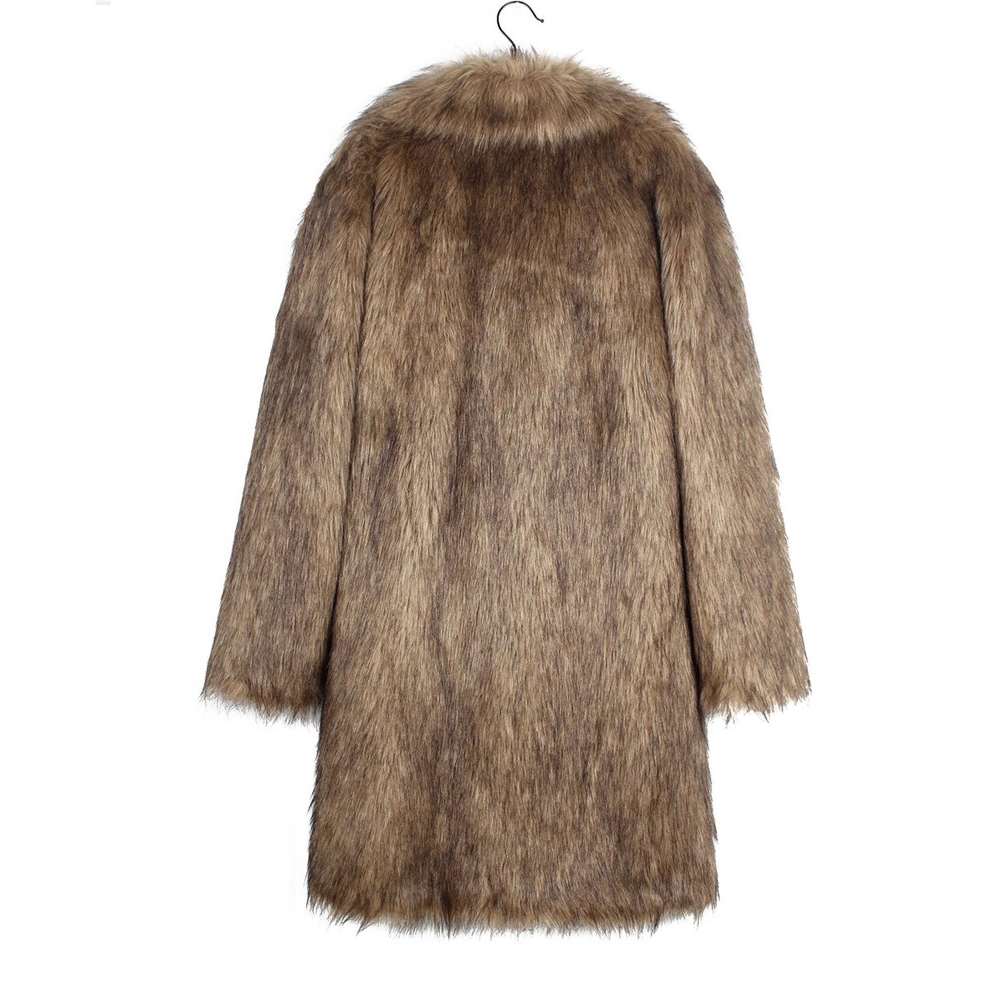 Abrigo largo de piel sintética cálido para hombre, abrigo peludo, exterior de invierno, chaqueta polar gran tamaño