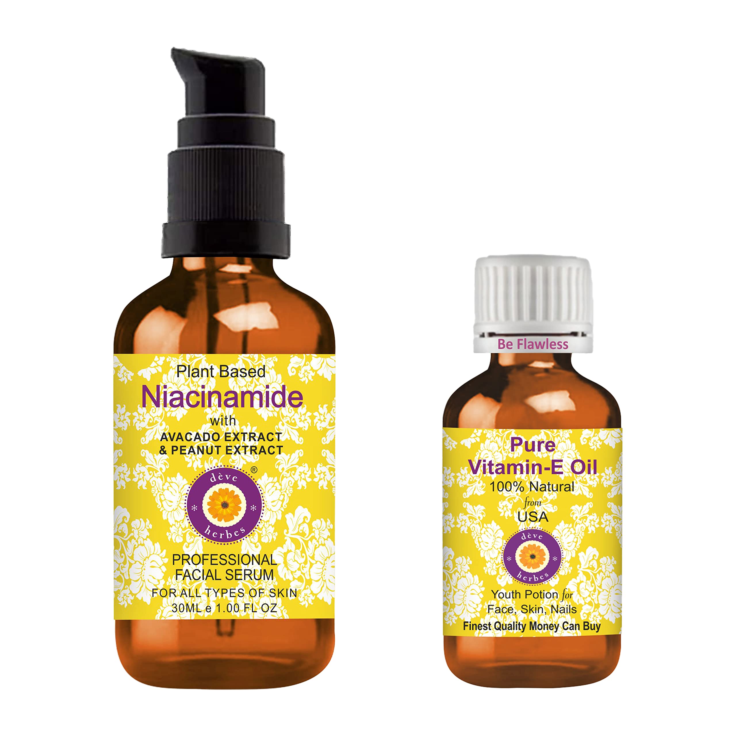 Sponsored Ad - Deve Herbes Plant Based Niacinamide Face Serum with Avocado & Peanut Extract for Personal Care 30ml with Free Pure Vitamin E Oil 10ml