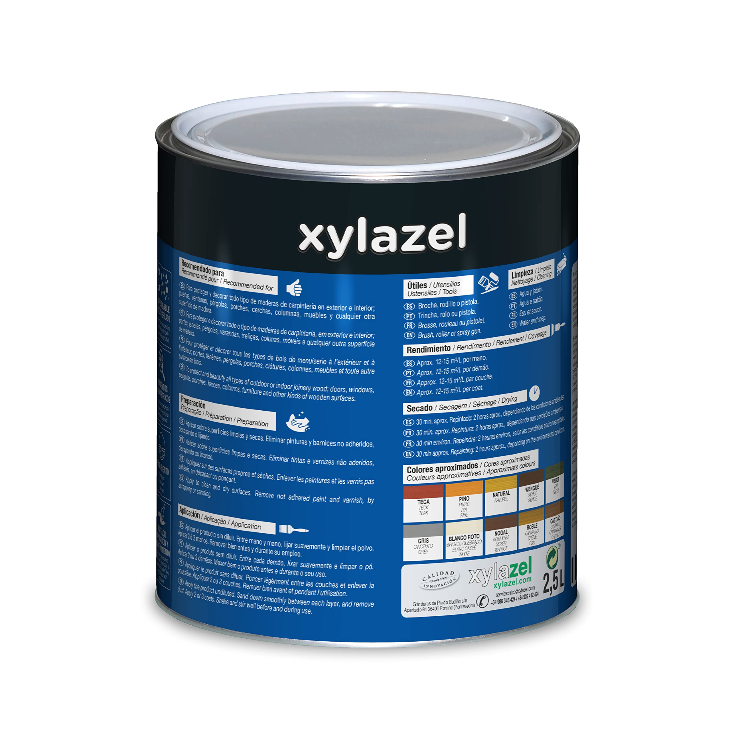 XYLAZEL 2163104 Lasur Protector Hidrofugante Satinado, Color Pino, 2.5 l